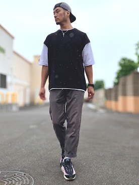 「JUNRED（ジュンレッド）のアイテム（チノパンツ）」を使った、Daiki.Hさん（メンズ・183cm）の夏コーディネート