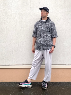 「JUNRED（ジュンレッド）のアイテム（パーカー）」を使った、Daiki.Hさん（メンズ・183cm）の夏コーディネート