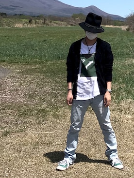 「TAKAHIROMIYASHITATheSoloIst.（タカヒロミヤシタザソロイスト）のアイテム（帽子）」を使った、keiGさん（メンズ・175cm）の春コーディネート