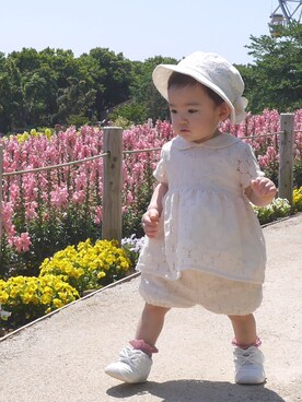 「sense of wonder（センスオブワンダー）のアイテム（帽子）」を使った、yuyuさん（キッズ・70cm）の春コーディネート