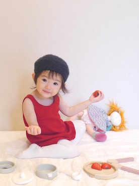 「MIKI HOUSE（ミキハウス）のアイテム（タイツ/ストッキング）」を使った、yuyuさん（キッズ・80cm）の冬コーディネート