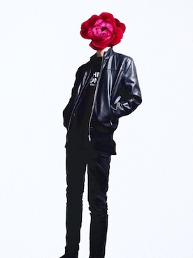 「cheap monday」｜「アイテム（ライダースジャケット）」を使った、サカモトさん（メンズ・169cm）の秋コーディネート