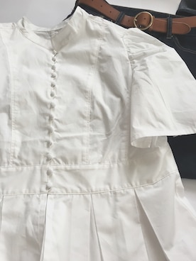 「Crisp（クリスプ）の丸バックルレザーベルト（ベルト）」を使った、flowerさん（レディース・165cm）の夏コーディネート