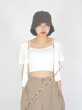 「アイテム（サンバイザー、グレー系）」を使った、gi0さん（レディース・155cm）の夏コーディネート