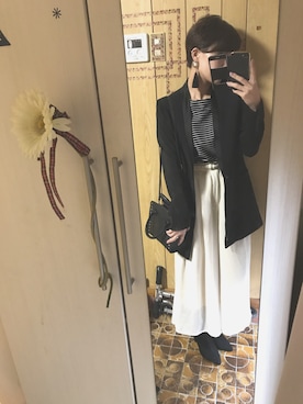 「FOREVER 21（フォーエバー トゥエンティーワン）のアイテム（ノーカラージャケット）」を使った、mina.minさん（レディース・155cm）の冬コーディネート