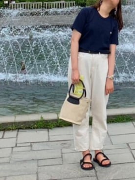 「SCYE BASICS（サイベーシックス）のアイテム（Tシャツ/カットソー）」を使った、ひとみさん（レディース・160cm）の夏コーディネート