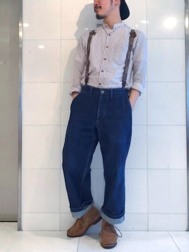 「EASTLAND（イーストランド）のアイテム（モカシン/デッキシューズ）」を使った、YutaYanagihoriさん（メンズ・164cm）の春コーディネート