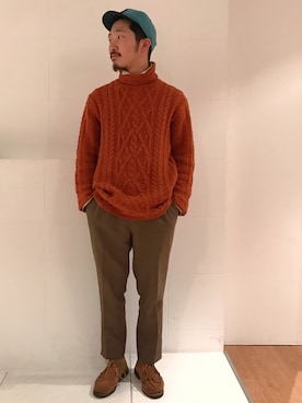 「EASTLAND（イーストランド）のアイテム（モカシン/デッキシューズ）」を使った、YutaYanagihoriさん（メンズ・164cm）の秋コーディネート