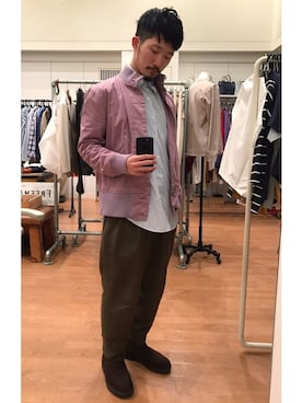 「COMOLI（コモリ）のアイテム（パンツ）」を使った、YutaYanagihoriさん（メンズ・164cm）の冬コーディネート