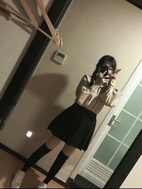 「Ttttyのアイテム（スカート、ブラック系）」を使った、Tttttyさん（レディース）の冬コーディネート