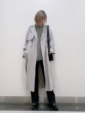 「フォロー、イイネ、お気に入り登録お願いします♡」｜「アイテム（トレンチコート）」を使った、まいてぃさん（レディース・157cm）の冬コーディネート
