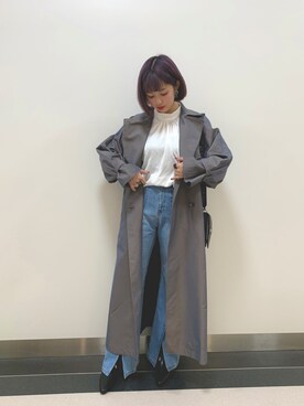 「スリット」｜「アイテム（トレンチコート）」を使った、まいてぃさん（レディース・157cm）の冬コーディネート