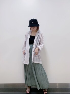 「ワッシャースカート」｜「アイテム（ジャケット/アウター）」を使った、まいてぃさん（レディース・157cm）の春コーディネート