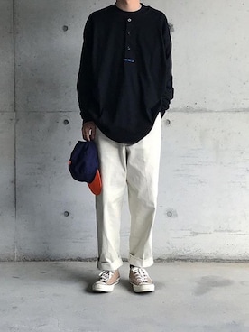 「Hender Scheme（エンダースキーマ）のアイテム（帽子）」を使った、youさん（メンズ・170cm）の夏コーディネート