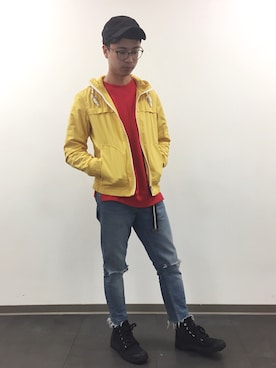 「hat」｜「アイテム（ナイロンジャケット）」を使った、chiehさん（メンズ・168cm）の冬コーディネート