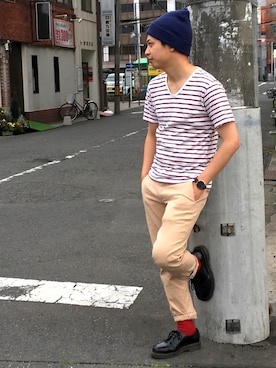 「coca（coca）（コカ）のアイテム（帽子）」を使った、takapir0さん（メンズ・171cm）の春コーディネート