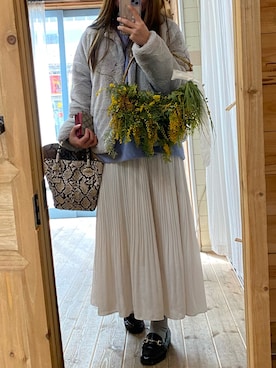 「select MOCA（セレクトモカ）のアイテム（ノーカラージャケット）」を使った、まるさん（レディース・153cm）の冬コーディネート