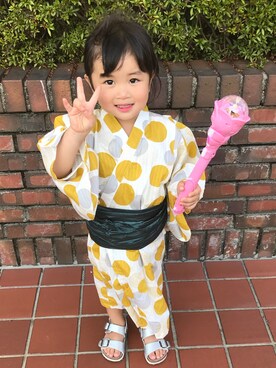 「apres les cours（アプレレクール）のアイテム（浴衣）」を使った、himariさん（キッズ・90cm）の夏コーディネート