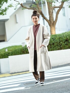 「スエット」｜「アイテム（ノーカラージャケット）」を使った、マックハウスZOZOスタイリスト レディースさん（レディース・162cm）の冬コーディネート
