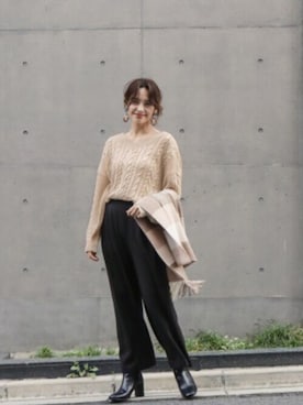 「NAVY（ネイビー）のアイテム（トップス）」を使った、マックハウスZOZOスタイリスト レディースさん（レディース・163cm）の冬コーディネート