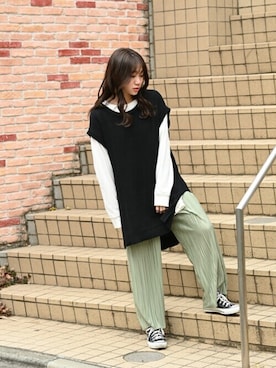 「NAVY（ネイビー）のアイテム」を使った、マックハウスZOZOスタイリスト レディースさん（レディース・162cm）の春コーディネート