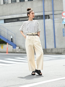 「NAVY（ネイビー）のアイテム」を使った、マックハウスZOZOスタイリスト レディースさん（レディース・163cm）の夏コーディネート