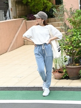 「NAVY（ネイビー）のアイテム」を使った、マックハウスZOZOスタイリスト レディースさん（レディース・163cm）の夏コーディネート