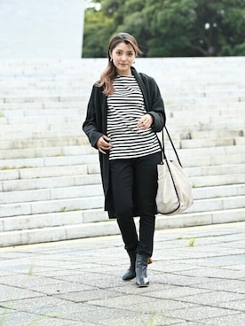 「NAVY（ネイビー）のアイテム（トップス）」を使った、マックハウスZOZOスタイリスト レディースさん（レディース・163cm）の秋コーディネート