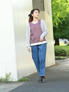 「NAVY（ネイビー）のアイテム（トップス）」を使った、マックハウスZOZOスタイリスト レディースさん（レディース・163cm）の秋コーディネート