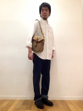 「Bshop（ビショップ）のアイテム」を使った、kitchen&garden新丸ビル店スタッフさん（メンズ・183cm）の春コーディネート