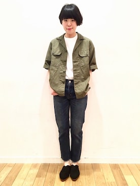 「カットオフ」｜「アイテム（その他シューズ）」を使った、kitchen&garden新丸ビル店スタッフさん（レディース・155cm）の春コーディネート