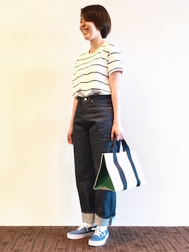 「Scye（サイ）のアイテム」を使った、kitchen&garden新丸ビル店スタッフさん（レディース・163cm）の春コーディネート