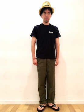 「KIJIMA TAKAYUKI」｜「アイテム（ニットキャップ/ビーニー）」を使った、kitchen&garden新丸ビル店スタッフさん（メンズ・183cm）の夏コーディネート