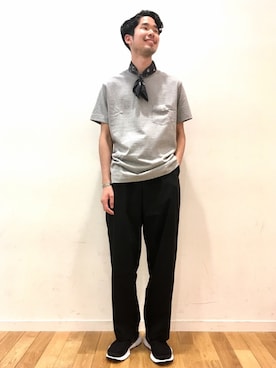 「Scye（サイ）のアイテム（Tシャツ/カットソー）」を使った、kitchen&garden新丸ビル店スタッフさん（メンズ・183cm）の夏コーディネート