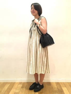 「Paraboot」｜「アイテム（シャツワンピース）」を使った、kitchen&garden新丸ビル店スタッフさん（レディース・163cm）の夏コーディネート