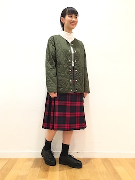 「orcival」｜「アイテム（ノーカラージャケット）」を使った、kitchen&garden新丸ビル店スタッフさん（レディース・158cm）の秋コーディネート