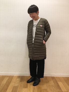 「DANTON（ダントン）のアイテム（ダウンジャケット/コート）」を使った、kitchen&garden新丸ビル店スタッフさん（レディース・152cm）の秋コーディネート