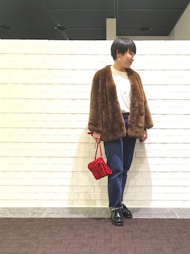 「カシミヤ」｜「アイテム（その他シューズ）」を使った、kitchen&garden新丸ビル店スタッフさん（レディース・152cm）の冬コーディネート