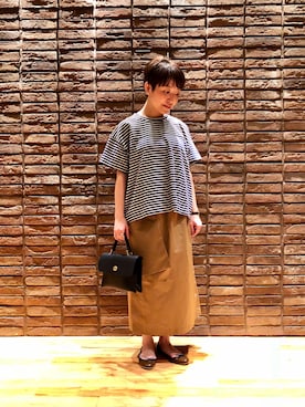 「mimi（ミミ）のアイテム」を使った、kitchen&garden新丸ビル店スタッフさん（レディース・152cm）の春コーディネート