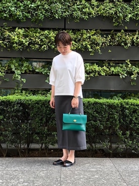 「mimi（ミミ）のアイテム」を使った、kitchen&garden新丸ビル店スタッフさん（レディース・153cm）の夏コーディネート