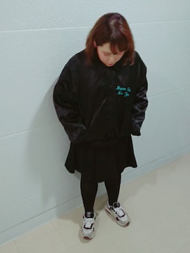 「ぽっちゃりコーデ」｜「アイテム（ナイロンジャケット）」を使った、ASAMIさん（レディース・154cm）の冬コーディネート