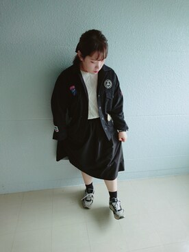 「RETRO GIRL（レトロガール）のアイテム（ミリタリージャケット）」を使った、ASAMIさん（レディース・154cm）の秋コーディネート