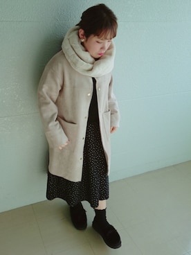 「スヌード」｜「アイテム（スリッポン）」を使った、ASAMIさん（レディース・154cm）の秋コーディネート