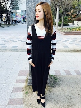 「INGNI（イング）のアイテム（オールインワン・サロペット）」を使った、INGNI（イング）さん（レディース・153cm）の冬コーディネート