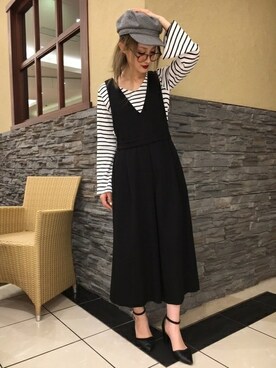 「INGNI（イング）のアイテム（オールインワン・サロペット）」を使った、INGNI（イング）さん（レディース・158cm）の冬コーディネート