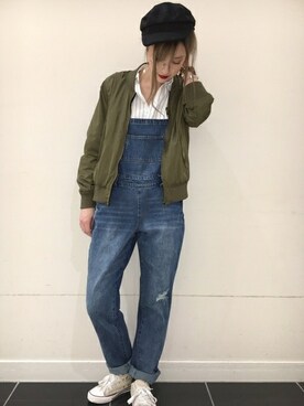 「INGNI（イング）のアイテム（オールインワン・サロペット）」を使った、INGNI（イング）さん（レディース・158cm）の春コーディネート