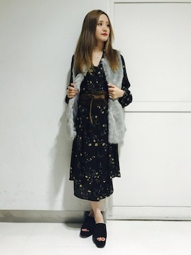 「サッシュベルト」｜「アイテム（その他アウター）」を使った、INGNI（イング）さん（レディース・159cm）の秋コーディネート