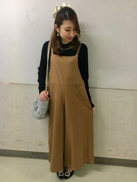 「INGNI（イング）のアイテム（オールインワン・サロペット）」を使った、INGNI（イング）さん（レディース・153cm）の秋コーディネート