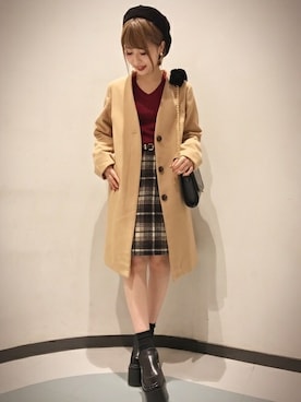 Ingni イング の L90ノーカラーチェスターコート レディースアウター 17aw チェスターコート Wear