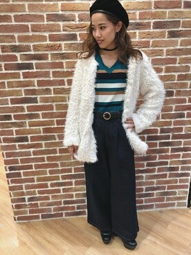 「INGNI（イング）のアイテム（ノーカラージャケット）」を使った、INGNI（イング）さん（レディース・159cm）の秋コーディネート